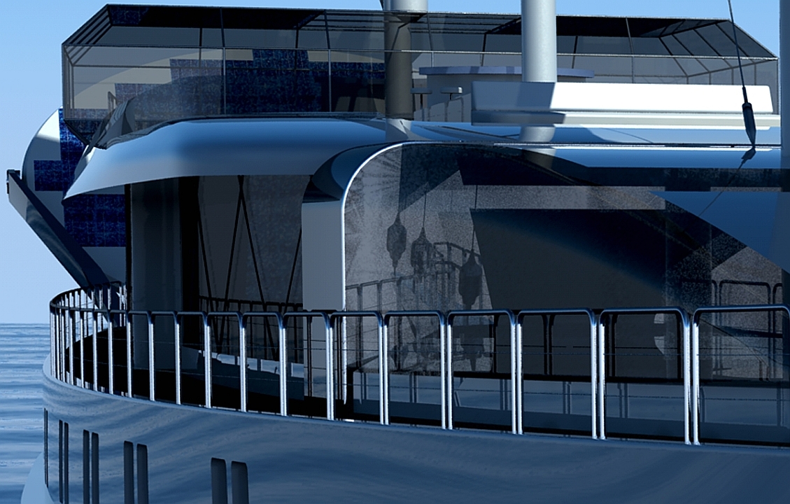 sailcruisevessel 90 m modern  superstructure detail 